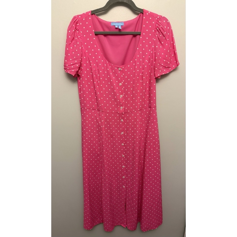 Draper James Hot Pink Polka Dot Midi Dress